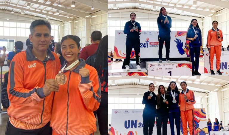 Laura Zamora da bronce en Karate para la UAT.