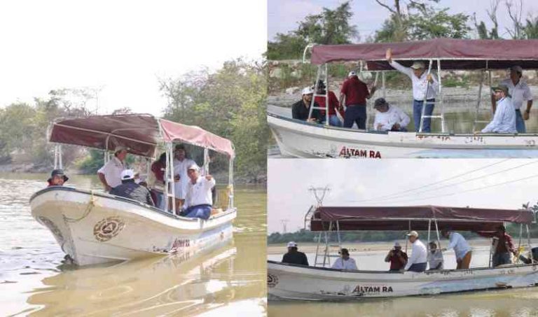 Supervisa Américo trabajos de dragado en el sistema lagunario en el sur de Tamaulipas.