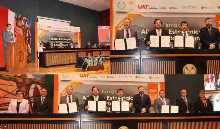 Rector de la UAT formaliza alianzas para impulsar certificaciones internacionales